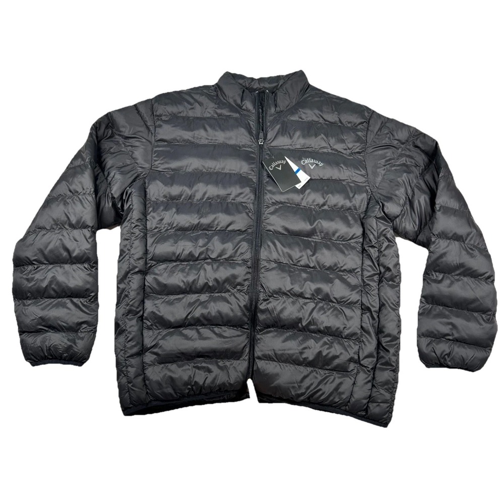 Callaway Puffer Jacket Mens XL Full Zip Quilted Golf Insulated Solid Black Layer